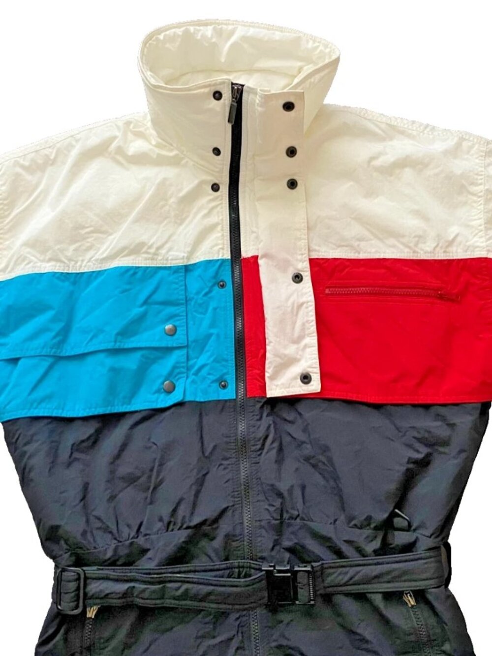 Vtg 80s Snuggler Ski Suit One Piece Mens M White Insulated Retro Apres Snow